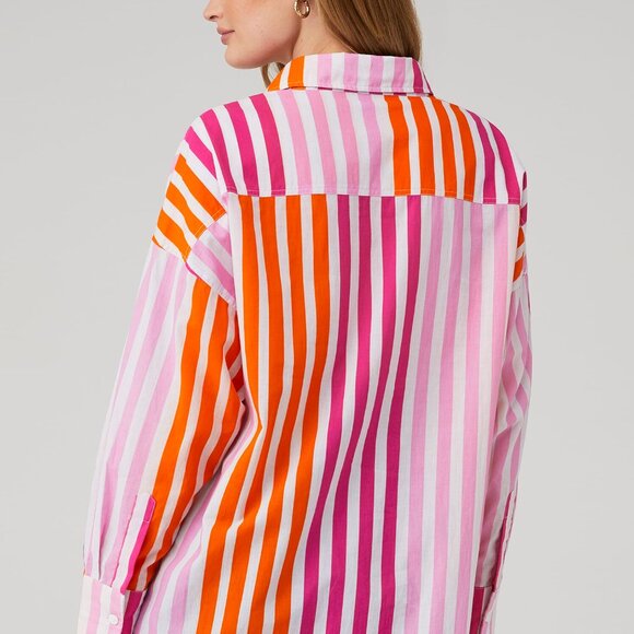BEACH RIOT Revolve 100% Cotton "Sunset Stripes" Button Down Shirt Coverup Small - Picture 4 of 5